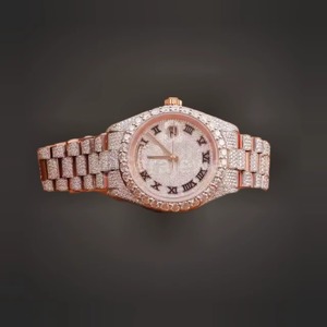 Reloj Automático de Lujo para Hombre con Incrustaciones de Diamantes Moissanite VVS en Oro Rosa, Totalmente Cubierto de Diamantes, Disponible al Mejor Precio - Product Image 1