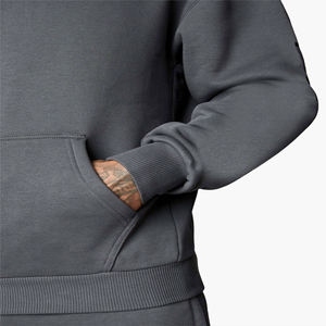 Sudadera con capucha de forro polar gris para hombre, estilo casual, ajustada, deportiva, para entrenamiento, con capucha con cordón ajustable y parte frontal - Product Image 3