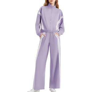 Ensemble de survêtement deux pièces pour femmes en velours imprimé avec logo personnalisé, taille plus, avec veste en velours et pantalon de jogging - Product Image 1