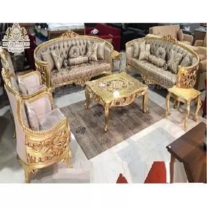 ชุดโซฟาห้องรับแขกสไตล์คลาสสิก งานแฮนด์เมดสีทองโบราณ ทำจากไม้สัก ชุดโซฟาห้องรับแขกสไตล์คลาสสิก งานแฮนด์เมดสีทองโบราณ - Product Image 1