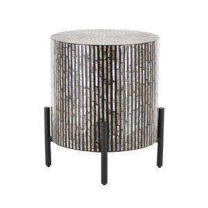 Mesa de Centro Moderna de Alta Calidad en Negro y Gris con Base de Metal y Superficie de Nácar para Uso en Hogar y Hotel - Product Image 1