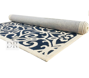 Tapis en laine fait à la main bleu et blanc Tapis tufté à la main de conception moderne de haute qualité pour salle à manger salon utilisation de cuisine - Product Image 3