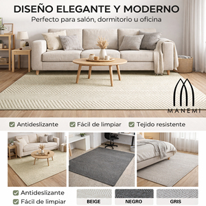 Tapis d'intérieur rectangulaire Manemi moderne à tissage plat en chevrons 5x7, antidérapant, pour salon, en polypropylène, lavable en machine - Product Image 4