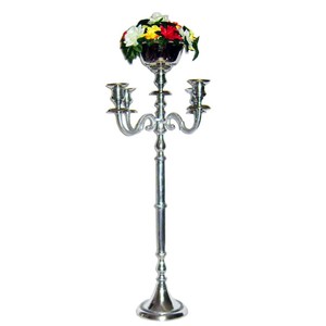 Elegant Metal Candelabra 5 <b>Candle</b> for Wedding Centerpieces and Home Decoration Silver Decorative Metal Handmade Candelabra - Product Image 4