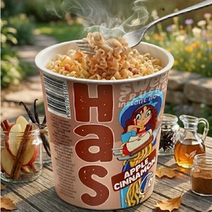 HAS Fried Apple <b>Cinnamon</b> Wheat Flour Normal Instant Noodles Cup 50g 18% Fat 6-Minute Dessert Snack 12 Months Shelf DEM - Product Image 2