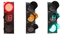 Feu de signalisation noir de 300 mm avec module de compte à rebours jaune, tête de signalisation LED, matériau en polycarbonate UV, 220 V AC 50 Hz