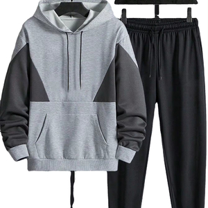 Conjunto personalizado de dos piezas OEM chándal con capucha y sudadera Lisa estampada de alta calidad para hombre - Product Image 1