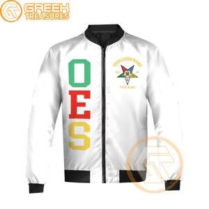 Orden personalizado de la chaqueta universitaria bordada de satén de estrella oriental chaquetas de mujer de ropa griega OES transpirable de alta calidad - Product Image 6