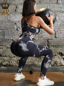 Tie Dye Yoga femmes survêtement Fitness Yoga ensembles vêtements de sport soutien-gorge d'entraînement + taille haute Leggings vêtements de sport sans couture costumes de sport - Product Image 5