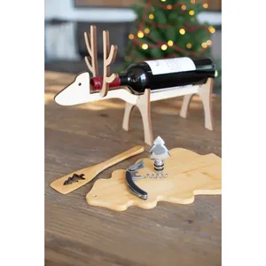 Support de bouteille de Noël en bois fait main pour décorations festives - Product Image 2
