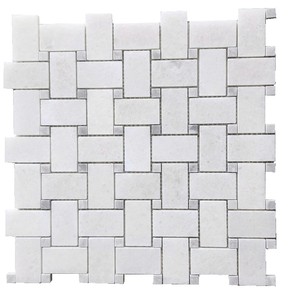 Mosaïque en marbre blanc cristallin Niles, polie, moderne, épaisseur 8 mm, résistante à l'eau, écologique, garantie 5 ans, pour murs intérieurs, forme irrégulière - Product Image 1