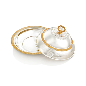 Plateau de service nickelé en acier inoxydable avec couvercle Accessoires de restauration pour hôtel et restaurant Serveur de nourriture pour fêtes de mariage en gros - Product Image 2