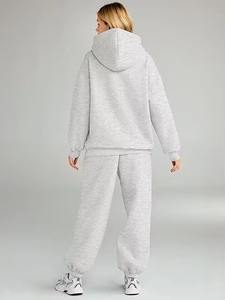 Best Quality 2025 Cotton Fleece Tracksuits For Women Sports Pullover <b>Jogging</b> Pants Oversized Two Piece Sportswear <b>Ladies</b> Sets - Product Image 2