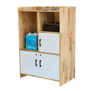 Mueble de Almacenamiento de Madera de Caucho 80x50x120cm para Sala de Estar y Oficina - Product Image 1