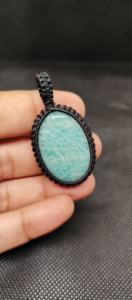 Amazonite Macrame Pendant <b>Necklace</b> Handmade Boho Jewelry for Women - Product Image 3
