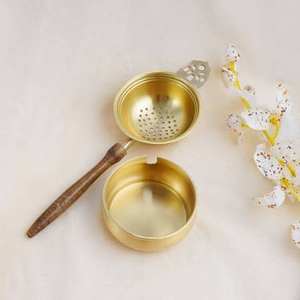 Passoire à thé en laiton pur de luxe avec brosses de nettoyage, ustensiles de cuisine pour la maison, l'hôtel, le restaurant, la cuisine - Product Image 4