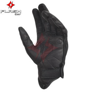 Gants de moto de sport de plein air en cuir de chèvre véritable noir de qualité supérieure, unisexes, pour la course à vélo - Product Image 3