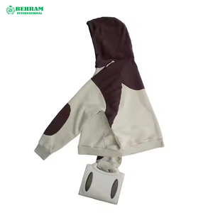 Sweat à capuche 100 % coton à épaules tombantes, molleton épais en French Terry 3D, coupe courte, séchage rapide, respirant, hiver - Product Image 4