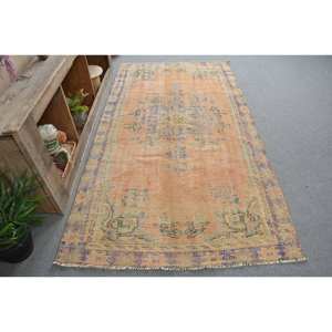 Hecho a mano respetuoso con el medio ambiente bohemio naranja azul Patchwork alfombra grande 4,2X7,6 pies lana látex respaldo Vintage estilo turco comedor - Product Image 3