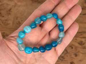 Haute Qualité Bleu Agate Tumbled Perles Pierre Bracelet Cristal Gemme Bijoux De Mode Hommes et Femmes Cadeau Énergie Grossiste - Product Image 3