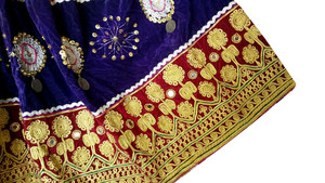 Haute qualité afghan Kuchi ethnique parole longueur robes bleu à la mode broderie dentelle paillettes diamant décorations naturel - Product Image 6