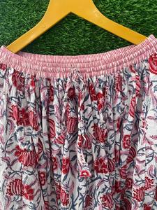 Handmade Boho <strong>Hippie</strong> Maxi <strong>Skirt</strong> in Cotton Casual Summer Beach Cover with Lotus Block Print Gypsy Tiered Night Wear for <strong>Women</strong>