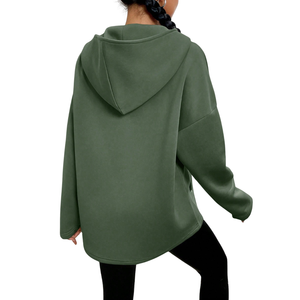 Womens Half <b>Zip</b> <b>Hooded</b> Fleece Sweatshirt Oversized Pullover Long Sleeve Soft Warm Hoodie With Pockets Winter Outerwear Top - Product Image 2
