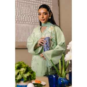 Chemise en tissu lawn brodée IZEL-3PC avec dupatta en mousseline imprimée et pantalon brodé pour le printemps/été - BIC-4825 - Product Image 2
