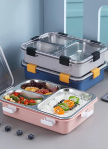 3- Container Lunch <b>Box</b> Eco Friendly Stainless Steel Food Carrier with Lock Use School Lunch <b>BOX</b> - Product Image 2