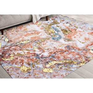 Alfombra de Mármol Dorado: Tonos Suaves, Decoración Brillante para el Hogar, Apta para Mascotas, con Pelo Suave - Product Image 2