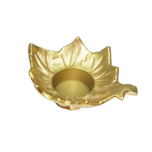 Portavelas ecológico dorado de diseñador de hojas y portavelas decorativo único para uso en el hogar, restaurante y Hotel - Product Image 1