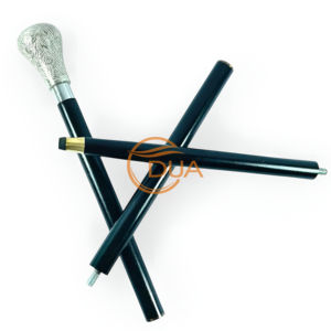 Canne de marche pliante élégante de style victorien sculptée à la main poignée plaquée argent avec pointe en caoutchouc confortable manche en bois - Product Image 6