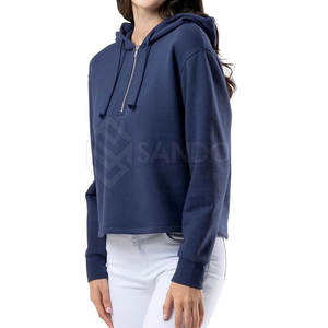 เสื้อฮู้ดมีซิปแบบสวมหัวมีฮู้ดสำหรับผู้หญิงสไตล์ที่เป็นเอกลักษณ์ระบายอากาศได้ดีมีซิปครึ่งตัววัสดุที่ดีที่สุด - Product Image 3