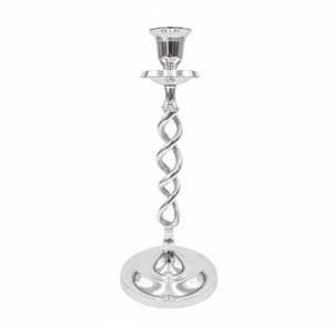 Highest Quality Silver Finish Metal Taper Candle Holders Set Of 2 Polished Aluminium <b>Candlestick</b> Stands For Home & Wedding Decor - Product Image 2