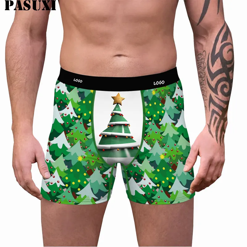 PASUXI slip da uomo brutti pugili di natale stampati divertenti novità Boxer pantaloncini esilaranti biancheria intima di natale mutandine umoristiche