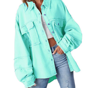 Nos Clients Précédents Style Bouton Brodé Décoration Loose Denim Veste Réversible Hommes Vintage Distressed - Product Image 1