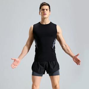 OEM Gilet de gymnastique de compression sans manches à séchage rapide pour hommes, respirant, extensible, vêtements de fitness, ensemble de t-shirts de compression à séchage rapide - Product Image 4