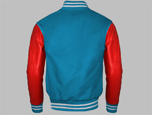 Chaqueta Universitaria Personalizada Unisex de Béisbol Roja y Negra, Chaqueta de Invierno de Lana con Cuello Alto y Logotipo Frontal Ecológico - Product Image 2