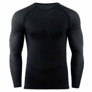 Custom Compression Slim Fit Men's Rashguard para MMA BJJ Running Transpirable Manga larga Sublimado Custom USA Tallas - Product Image 2
