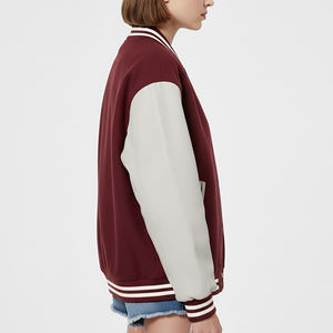 Veste universitaire personnalisée avec logo brodé, prix de gros abordable, en coton épais rembourré avec manches en cuir, style baseball - Product Image 5