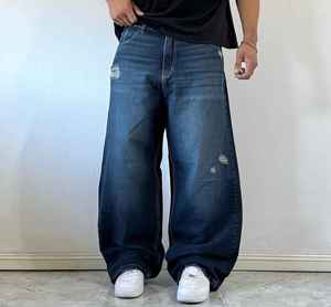 Jeans décontractés pour hommes, style streetwear, vintage, délavé, ample, unisexe, surdimensionné, en denim - Product Image 3