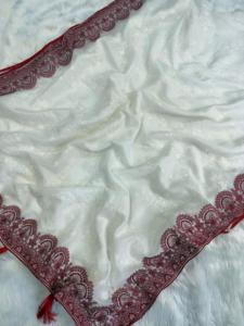 ส่าหรีผ้าไหมสีแดงผ้าโปร่งบางสำหรับเจ้าสาวชุดแต่งงานเสื้อแฟนซีสุดพิเศษสำหรับผู้หญิงเสื้อเบลาส์อินเดียแบบดั้งเดิมมีสไตล์ - Product Image 3