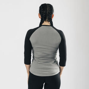 Vente en gros de t-shirts personnalisés pour femmes patchwork raglan chemise à manches 3/4 vêtements d'automne personnalisés t-shirts - Product Image 6