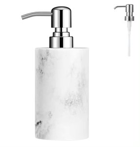 Dispensador de jabón líquido de mármol blanco de piedra Natural de diseño lujoso con bomba de acero inoxidable accesorios de baño - Product Image 1