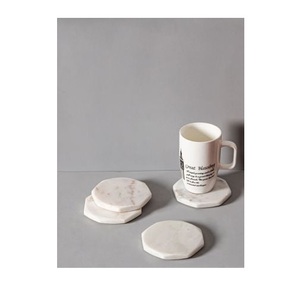 Sous-verre en marbre de 10cm rond blanc/vert/noir sous-verre en marbre de pierre naturelle pour boissons forme ronde - Product Image 3