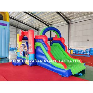 Parque Acuático Inflable de PVC Azul Resistente con Tobogán y Palmera para Entretenimiento Familiar - Product Image 1