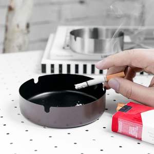 Prix bon marché cendrier en acier inoxydable cendrier à cigarettes cendrier pour cigarettes paquet de 2 Large-3.94in noires - Product Image 5