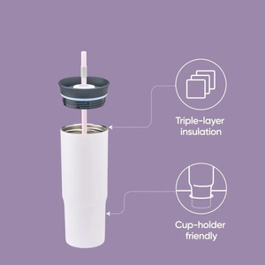 24oz Stainless Steel Vacuum Insulated Tumbler with <b>Straw</b> Leakproof <b>Lid</b> Slim Travel Coffee <b>Cup</b> - Product Image 6