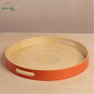 Plateau en bambou tissé à la main Eclipse - Plateau de service et décoratif moderne, durable, écologique et portable - Product Image 3