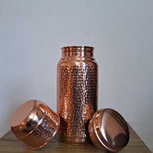 Botella de agua de cobre | Cobre 100% | A prueba de fugas | Imitación antigua redonda MS Handicraft - Product Image 1